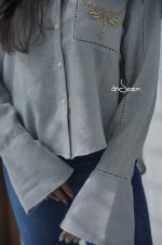 Grey Linen Cotton Shirt - Image 2