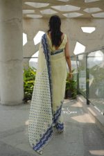 Muslin Saree- Lime Sapphire Grace - Image 3
