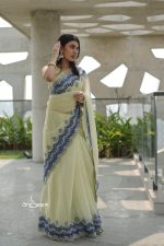 Muslin Saree- Lime Sapphire Grace - Image 2