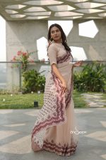 Muslin Saree- Blush Beige - Image 6