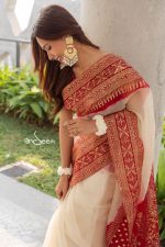 Muslin Saree- Crimson Whisper - Image 8