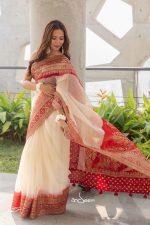 Muslin Saree- Crimson Whisper - Image 4