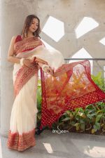 Muslin Saree- Crimson Whisper