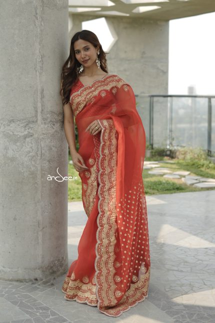 Muslin Saree - Auburn