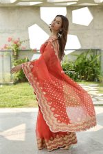 Muslin Saree - Auburn - Image 5